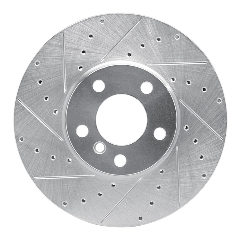 BMW X5 Brake Rotor (1) - Front Left - R1 Concepts - Drilled & Slotted - Silver - `07-`19